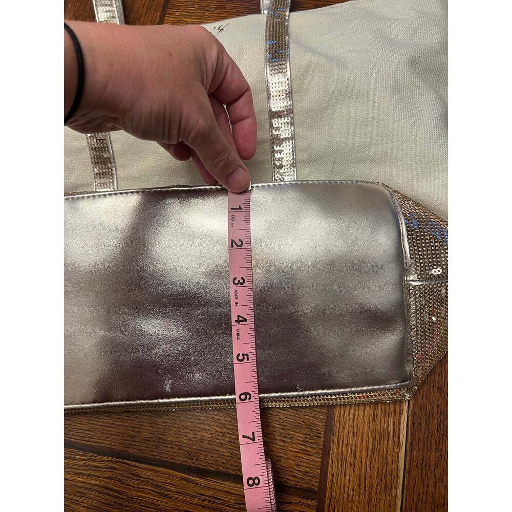VS Victoria’s Secret Large Silver Sequin Canvas Tote Bag - Picture 12 of 13